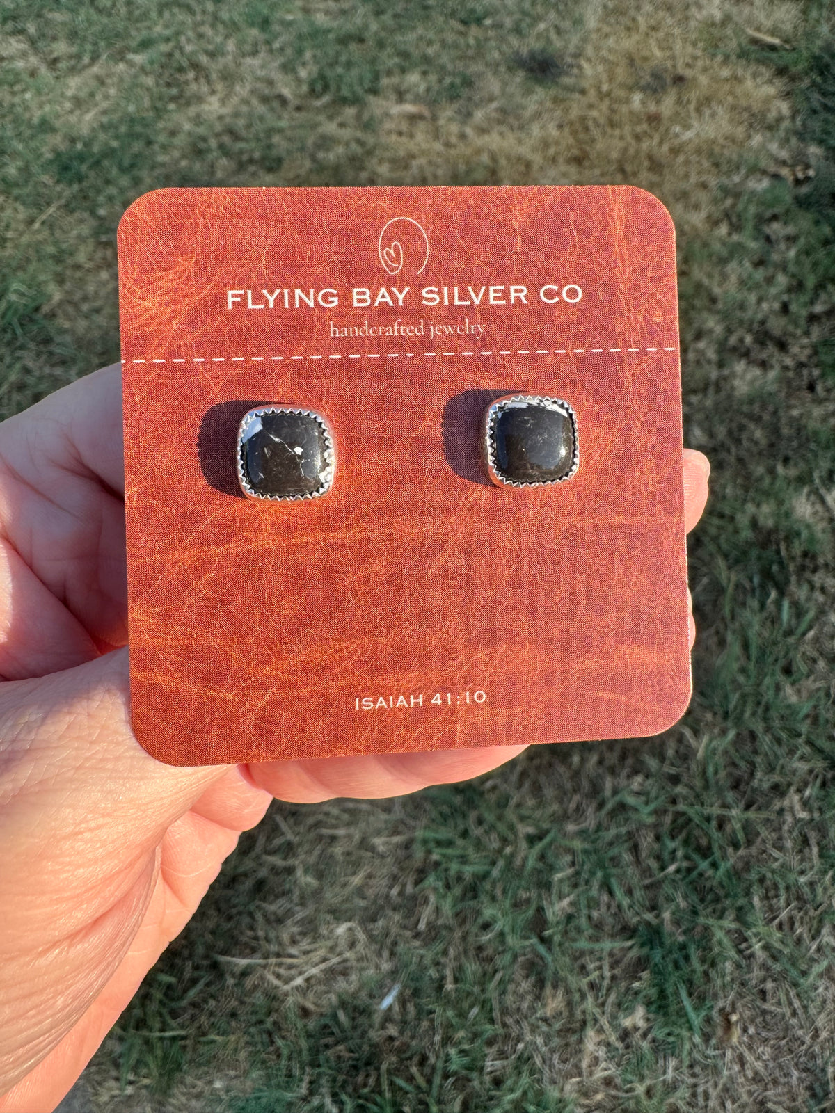 White Buffalo Square Stud Earrings