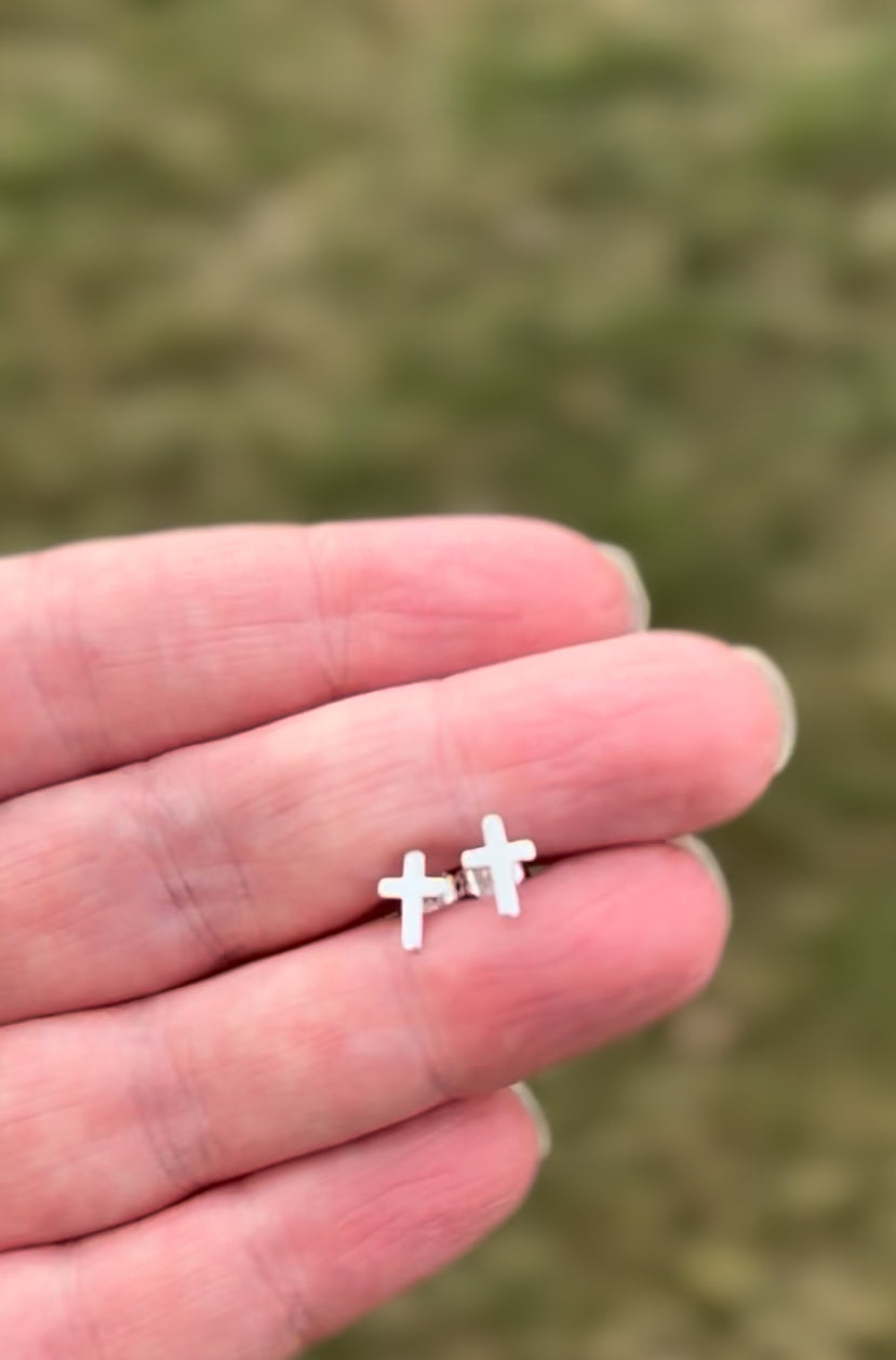Tiny Cross Stud Earrings