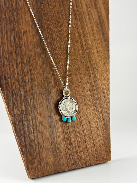 Buffalo Nickel + Turquoise Necklace