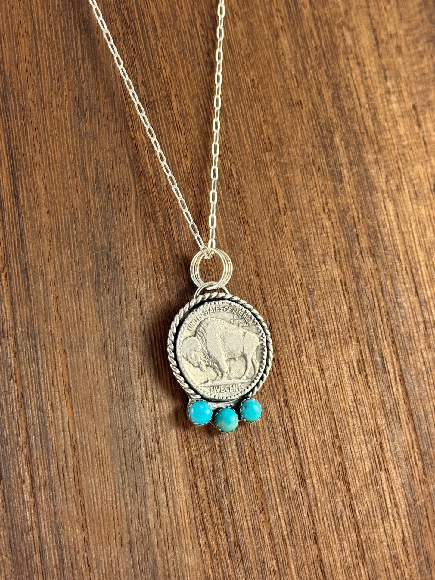 Buffalo Nickel + Turquoise Necklace