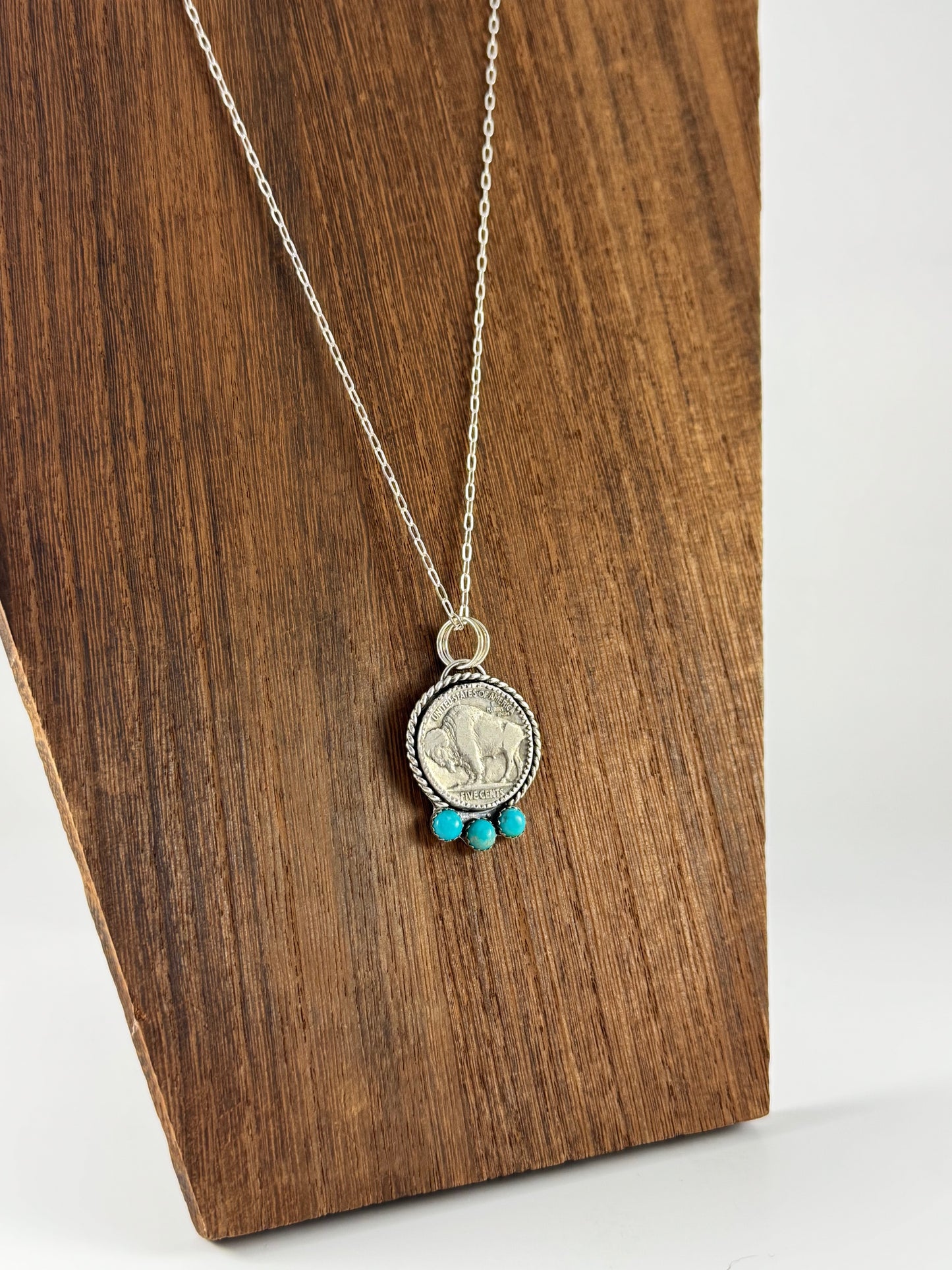 Buffalo Nickel + Turquoise Necklace