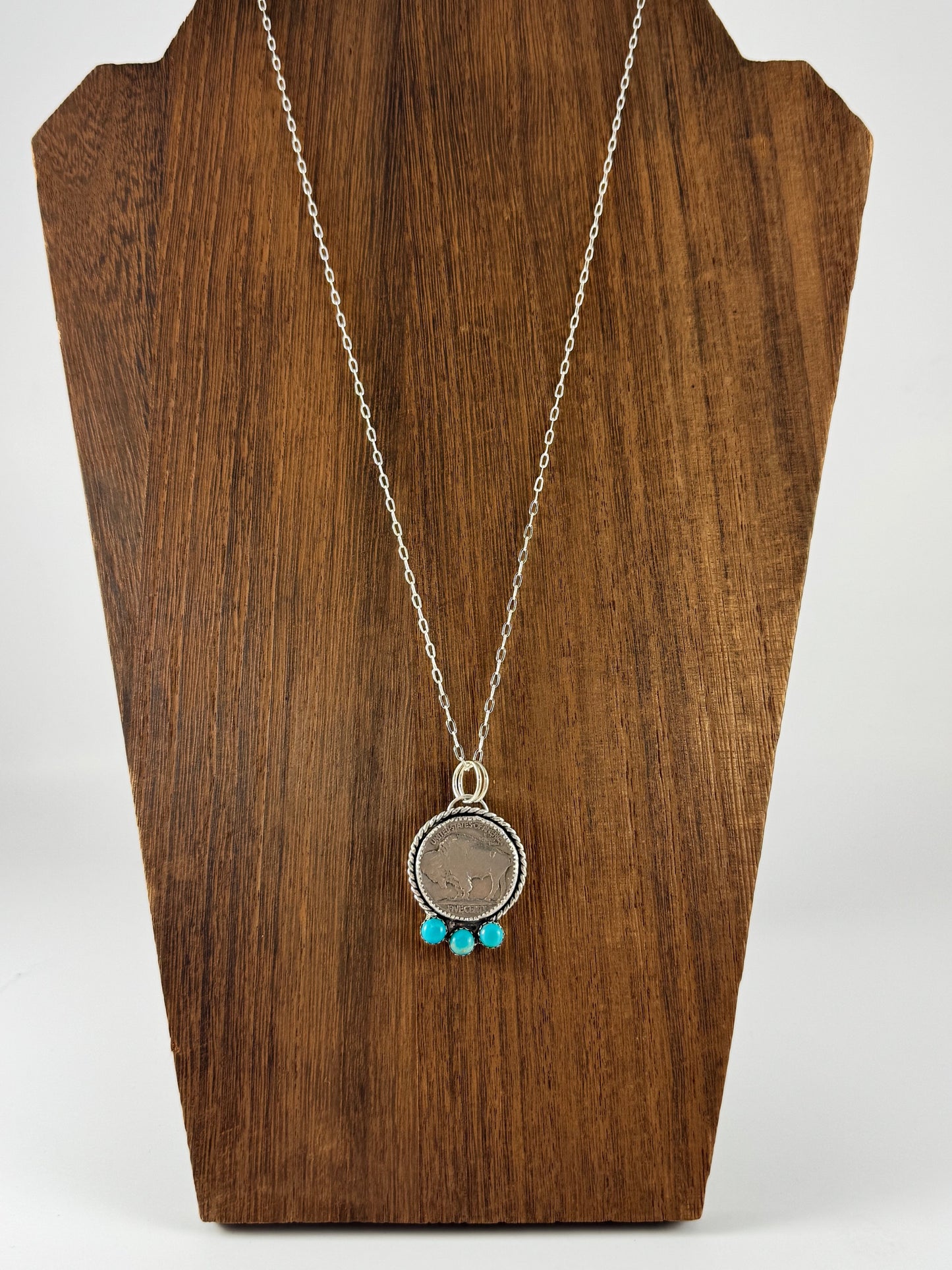 Buffalo Nickel + Turquoise Necklace